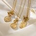 fashion retro stainless steel round pendant necklace advanced OT buckle clavicle chain jewelry_ipsvogv.com