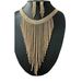 Bridal jewelry set, luxury diamond long tassel necklace and earrings set, fashionable rhinestone necklace and earrings, two pieces_ipsvogv.com