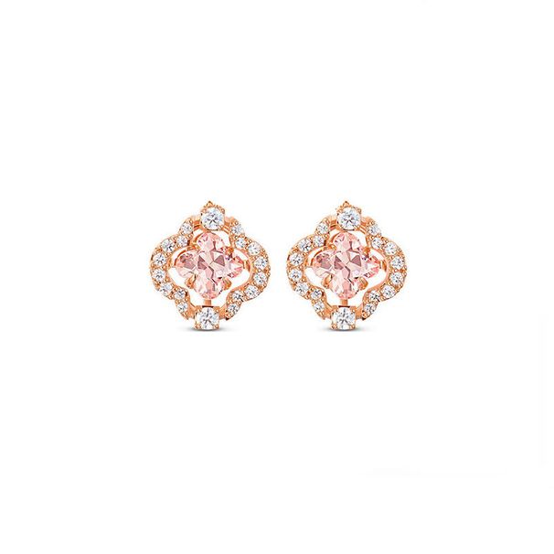 Pink Diamond Four Leaf Clover Earrings For Women Elements Crystal Flower Earrings_ipsvogv.com