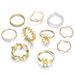 Creative personality geometric metal style stacking joint ring alloy ring 10 piece set_ipsvogv.com