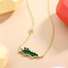 Women’s Jewelry Set Fashion Small Crocodile Necklace Sterling Silver 14K Gold Creative Niche Girl Heart Clavicle Chain Enamel Drip Glue Necklace_ipsvogv.com
