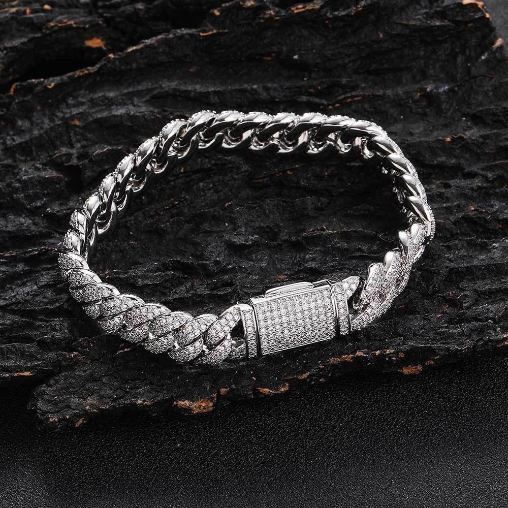 Men's Jewelry Hip Hop 10mm Double Row Zircon Bracelet Trendy Personality Bubble Cuban Chain Men's Bracelet_ipsvogv.com