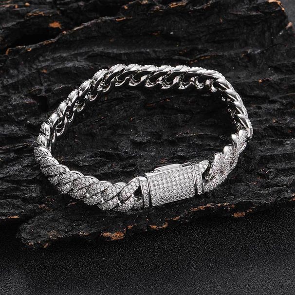 Men's Jewelry Hip Hop 10mm Double Row Zircon Bracelet Trendy Personality Bubble Cuban Chain Men's Bracelet_ipsvogv.com