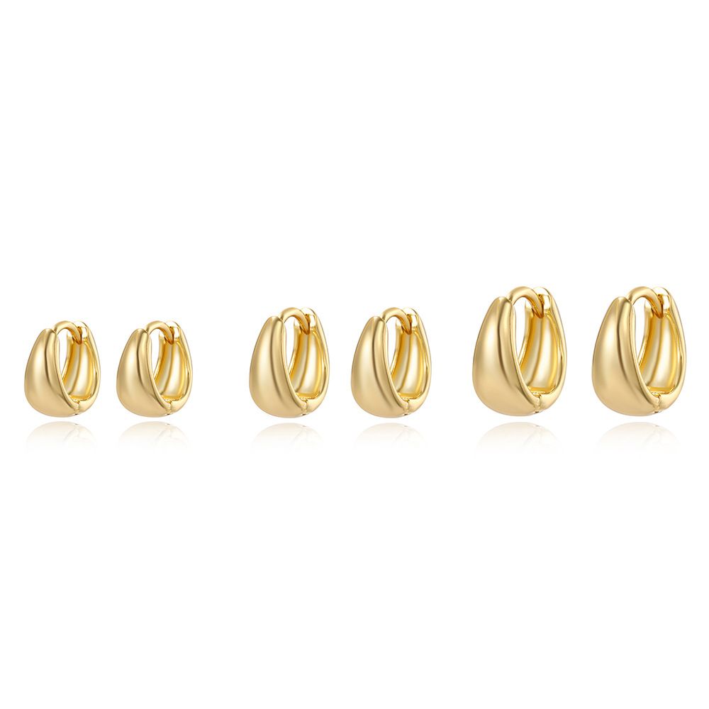 Women’s Jewelry Set Fashion Minimalist Copper Plated Real Gold Round Wide Earrings Earrings Geometric Small Smooth Earrings_ipsvogv.com