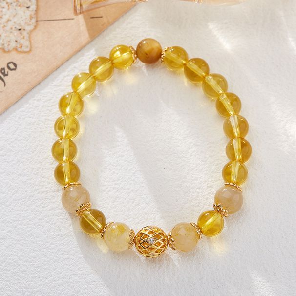 Natural 8MM Piezoelectric Yellow For Women Blonde Hair, Crystal Gold And Jade, Full Hall Bracelet With Chinese Style_ipsvogv.com