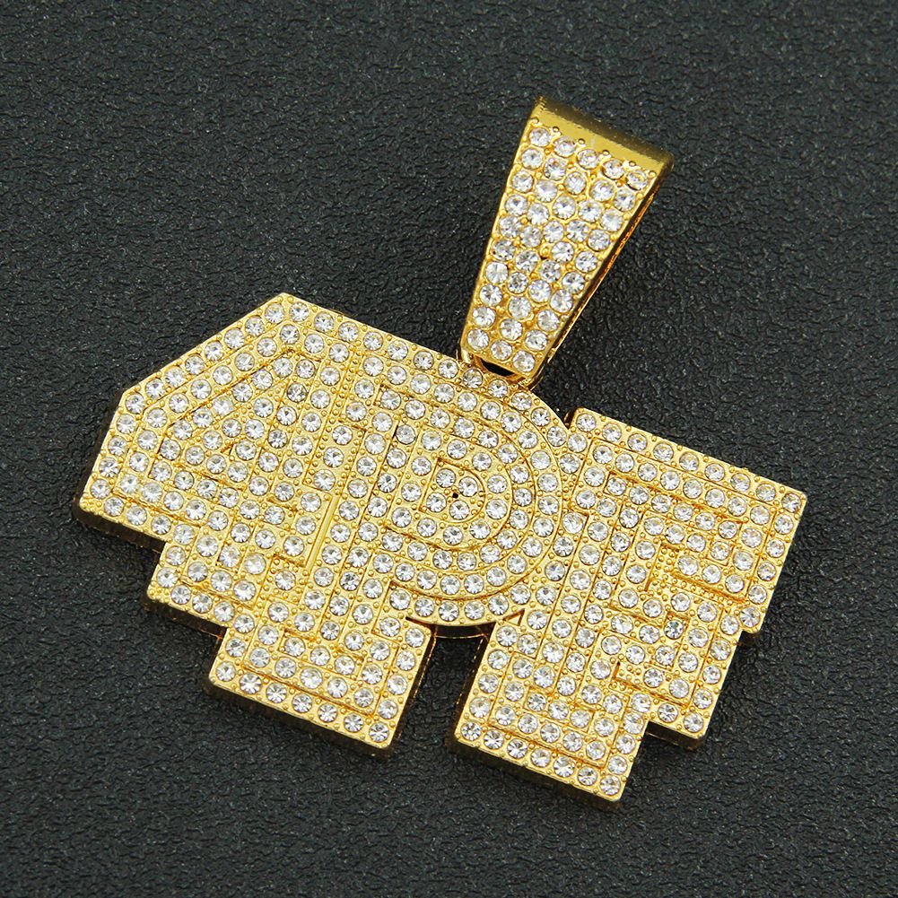 Personalized and Creative Diamond Numeric Letter Pendant for Men's Hip Hop Street Dance Wear Cuban Chain Necklace_ipsvogv.com
