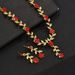 Minimalist Floral Fashion Necklace And Earrings Set Two-Piece Bride Jewelry Wedding Dress Accessories Multicolor_ipsvogv.com