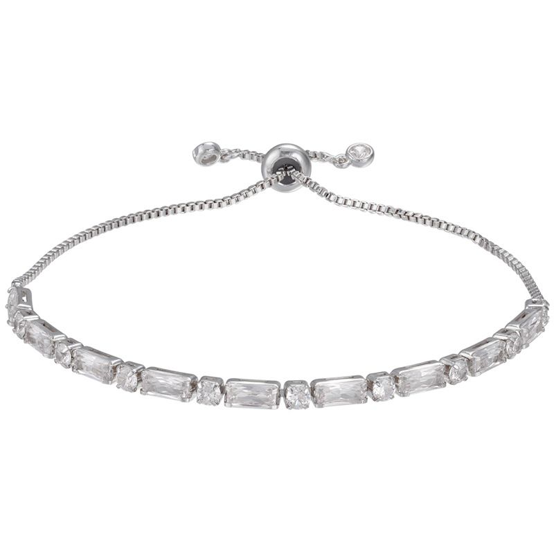 Women's Jewelry Zircon Bracelet Square Diamond Round Diamond Adjustable Pull Out Bracelet Jewelry Accessories_ipsvogv.com