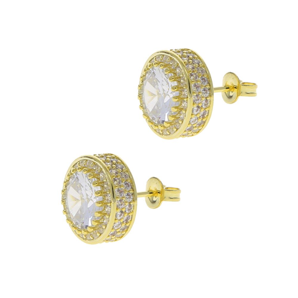 Ins Hip Hop New Round Zircon Earrings Fashionable And Simple Diamond Studded Men's Earrings_ipsvogv.com