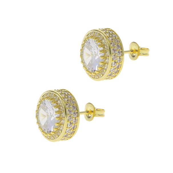 Ins Hip Hop New Round Zircon Earrings Fashionable And Simple Diamond Studded Men's Earrings_ipsvogv.com