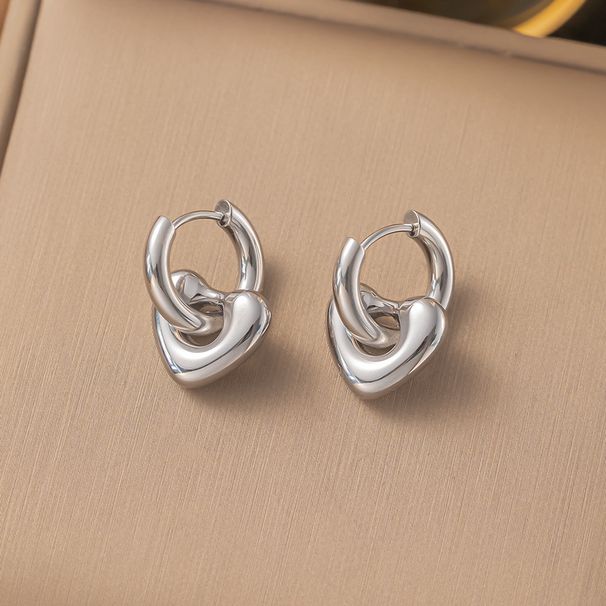 French Fashion INS Stainless Heart Pendant Titanium Steel Women's Love Earrings_ipsvogv.com