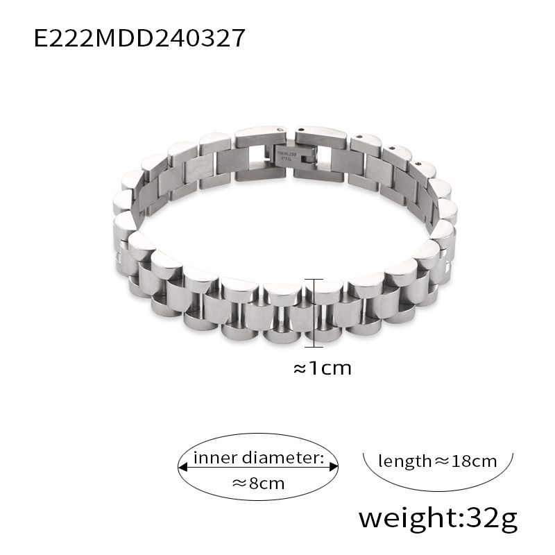 Ins Fashion Simple Hip-Hop Light Luxury Thick Titanium Steel Gold-Plated Wide Strap Chain Men's Bracelet Jewelry_ipsvogv.com