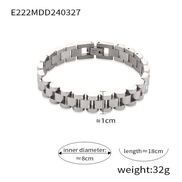 Ins Fashion Simple Hip-Hop Light Luxury Thick Titanium Steel Gold-Plated Wide Strap Chain Men's Bracelet Jewelry_ipsvogv.com