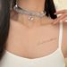 Silver Lace Double Layer Leather Cord Short Sweet Cool Girl Niche Choker High-end Sense Necklace_ipsvogv.com