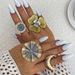 Color Blocking Geometric Compass, Leaf Personalized Layering, Vintage Moon Joint Ring, Ring_ipsvogv.com