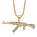 Hip Hop Jewelry Titanium Steel Gold Plated Diamond Inlaid AK47 Pendant Necklace_ipsvogv.com