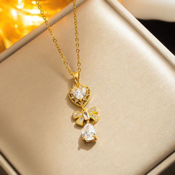 Titanium Steel Necklace, Female Love Butterfly, Water Drops, Light Luxury Banquet Necklace, Female Network Red,_ipsvogv.com