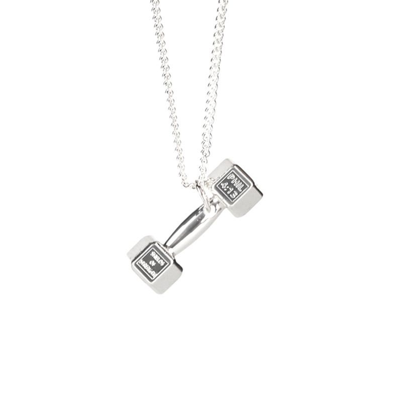 fashion dumbbell necklace for men Korean couple pendant for women personality jewelry clavicle chain fitness accessories_ipsvogv.com