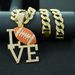 Hot Orange Color Diamond LOVE Rugby Alloy Pendant, Hip-hop Personality, Niche Design, Men's Necklace_ipsvogv.com