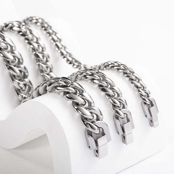 Hot Selling Fashion Titanium Steel Bracelet Cuban Round Polished Handmade Fancy Chain Trendy Simple Couple Style_ipsvogv.com