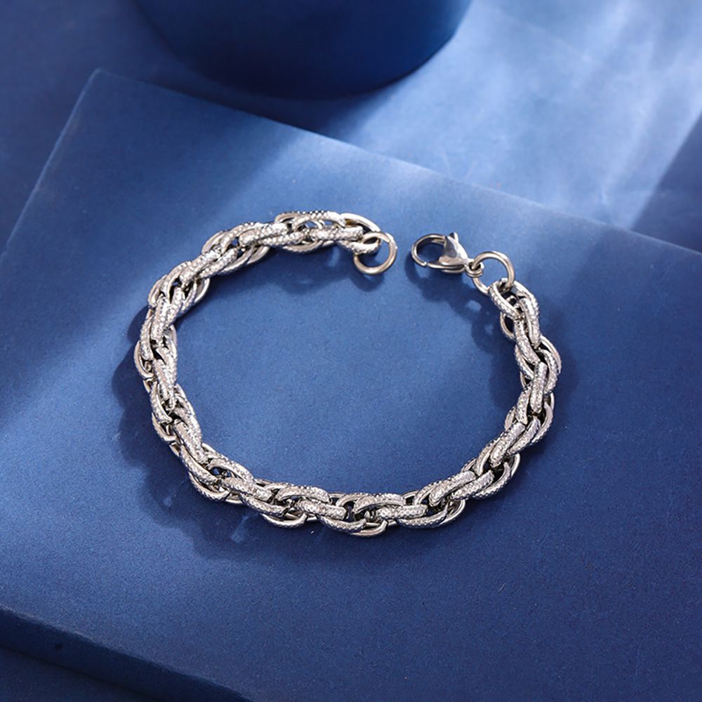 Embossed Mobius Titanium Steel Men's Bracelet Encrypted Handmade Woven Chain Unisex High Street Hip Hop Accessories_ipsvogv.com