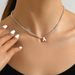 Small Versatile Beaded with Minimalist Fresh Pearl and Fritillaria English Letter Design Sense Collar Chain Necklace_ipsvogv.com