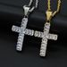 316 stainless steel gold plated inlaid AAA rectangular zircon cross pendant_ipsvogv.com