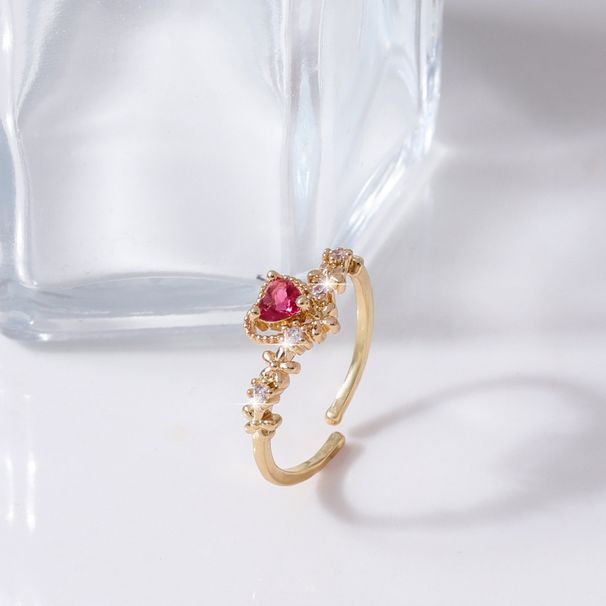 Small version of Korean style adjustable plain for women, versatile and set with zircon heart design , index finger_ipsvogv.com