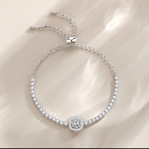Women's Jewelry S925 Sterling Silver Moissanite Bracelet Starry Sky Square Bag One Carat Moissanite Pull Out Bracelet_ipsvogv.com