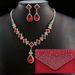 Fashionable popular new red personality geometric water drop necklace earrings red dinner bag set_ipsvogv.com