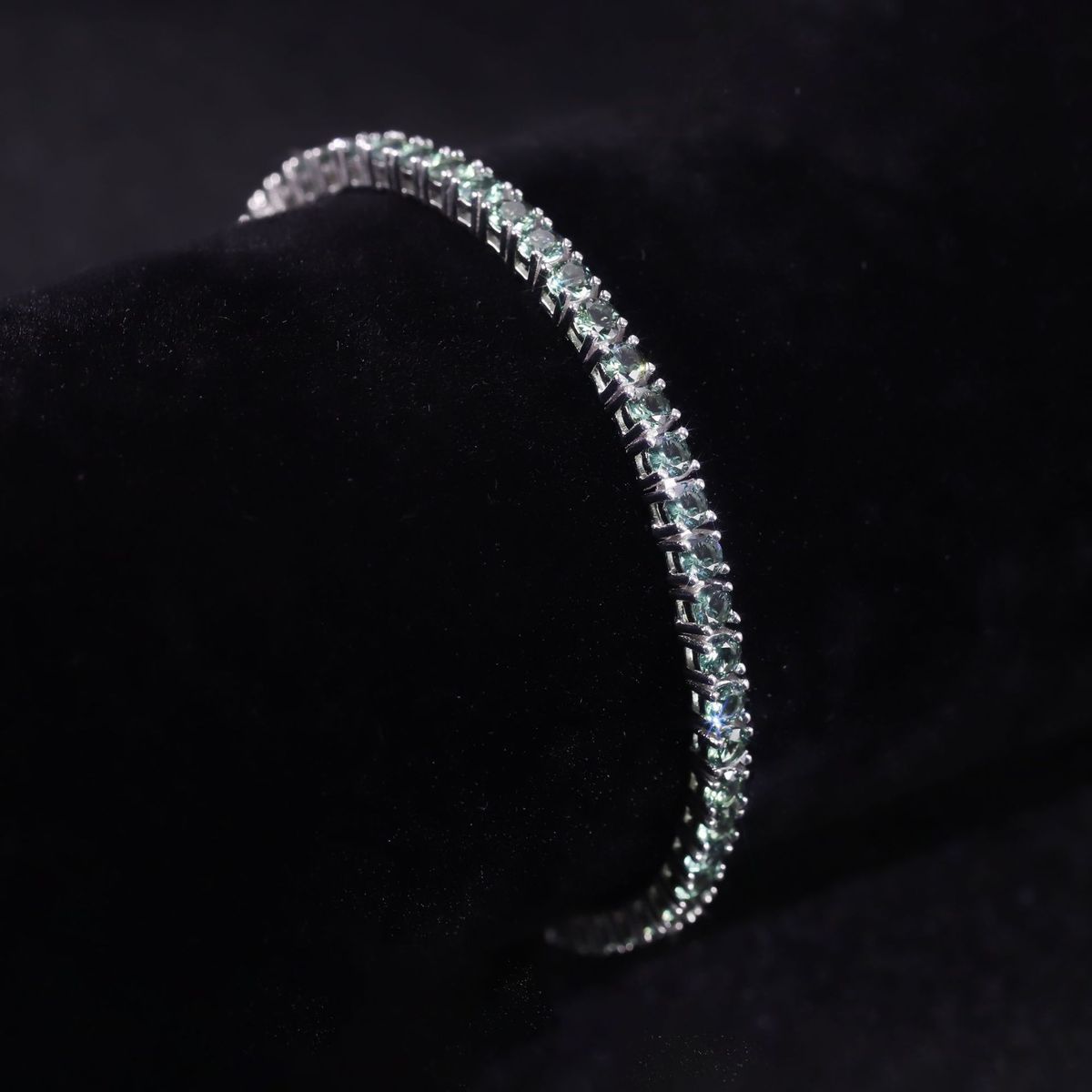 Light Luxury Green Gemstone Bracelet 3/4/5mm Tennis Chain S925 Sterling Silver Inlaid With Cultivated Green Spinel Bracelet For Women_ipsvogv.com