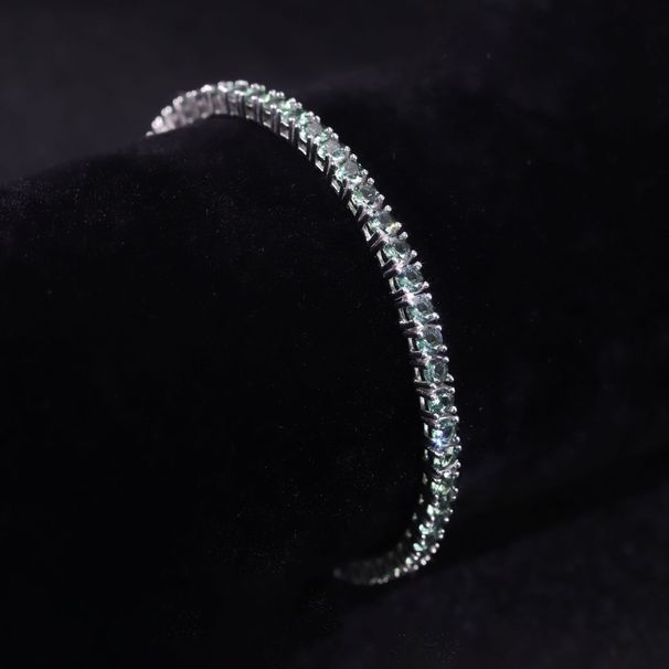Light Luxury Green Gemstone Bracelet 3/4/5mm Tennis Chain S925 Sterling Silver Inlaid With Cultivated Green Spinel Bracelet For Women_ipsvogv.com