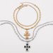 N12387 Exaggerated Metal Diamond Cross Pendant Necklace Set, Artistic Light Luxury Clavicle Chain_ipsvogv.com