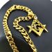 Rhinestone Pendant Necklace 11mm Width Yellow Mens Women Freemasonry Masonic Mason Stainless Steel_ipsvogv.com