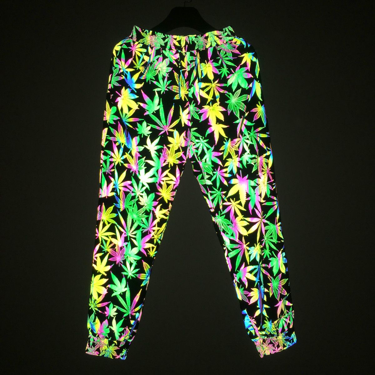 Men's Clothing colorful leaf reflective pants men and women colorful reflective trousers nightclub hip hop leggings_ipsvogv.com