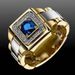 Luxury Men's Engagement Wedding Jewelry With Blue Ring Inlay_ipsvogv.com