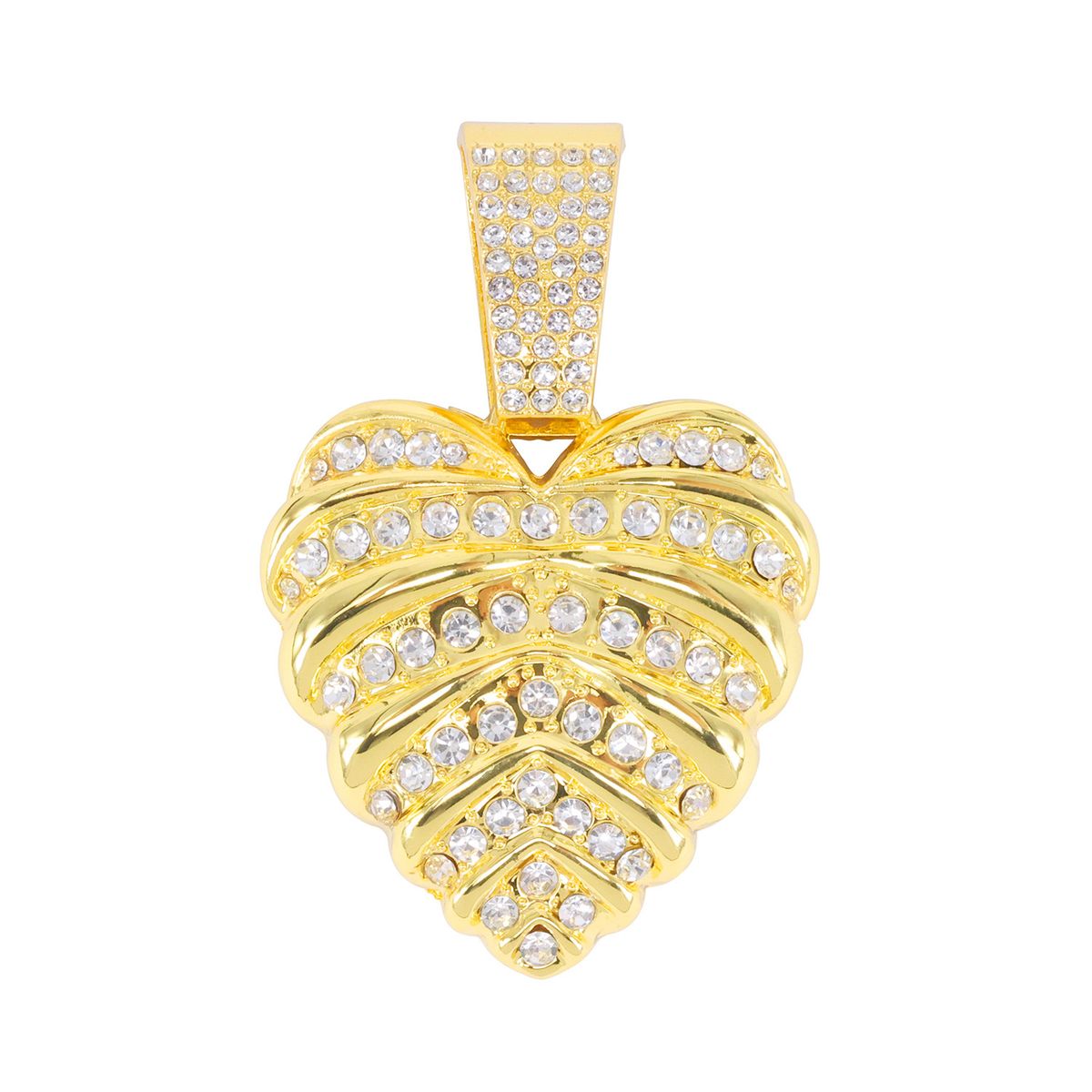 Unisex Personality Trend New Style Heart Shaped Full Diamond Pendant Fashion Street Hip Hop Cuban Necklace_ipsvogv.com