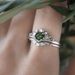 Flower Silver Inlaid With Green Zircon Tree Branch Crown Pair Ring Female Jewelry_ipsvogv.com