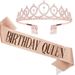 Rose Gold Birthday Party Decoration BIRTHDAY GIRL QUEEN Crown Strap Girls Etiquette Belt_ipsvogv.com