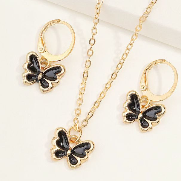 Children's necklace creative pearl butterfly girl jewelry bracelet girl oil drop accessories ring earrings_ipsvogv.com