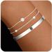 Cubic Zirconia Inlaid Paper Clip Chain Bracelet Can Be Stacked And Worn As A Three Piece Jewelry Set For Fashionable Commuting_ipsvogv.com