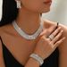 Fashion Jewelry For Women Elegant Rhinestone Silver-Plated Necklace Earrings Bracelet Ring Four-Piece Set_ipsvogv.com