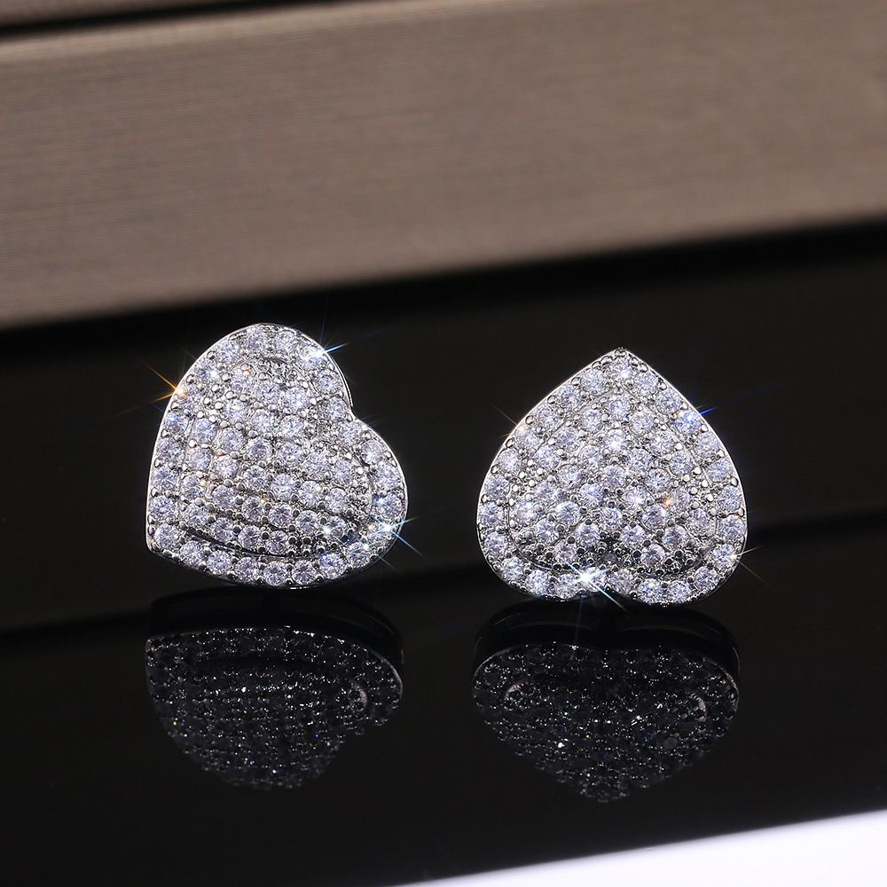Cao Shi's New Fashion OL Micro Inlaid Zircon Love Women's Earrings Wedding Anniversary Gift_ipsvogv.com
