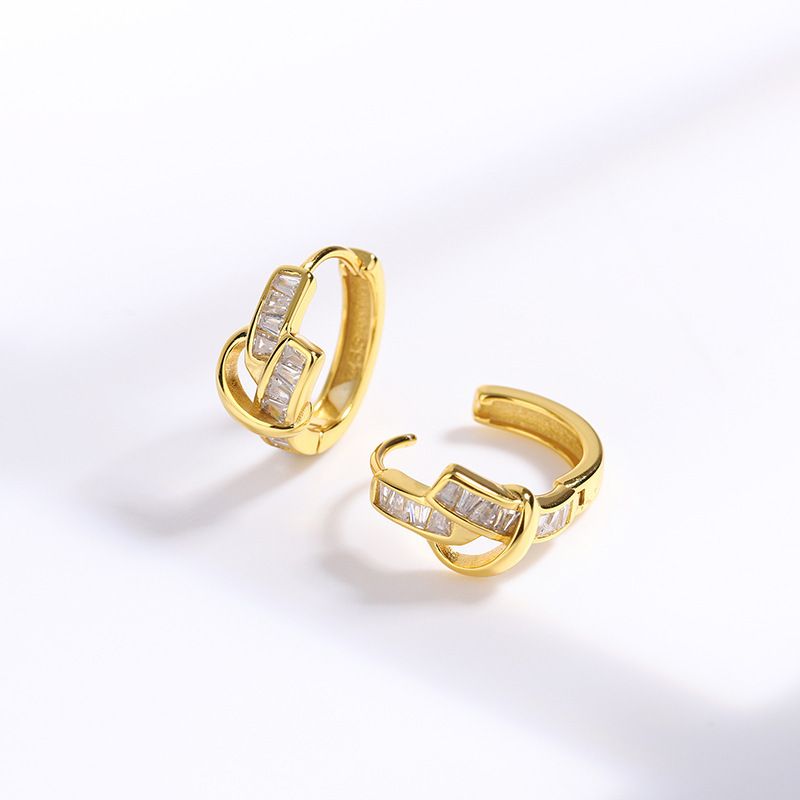 Women's Jewelry Fashion Simple High End Diamond Knotted Earrings Temperament Versatile Ear Buckle Earrings_ipsvogv.com