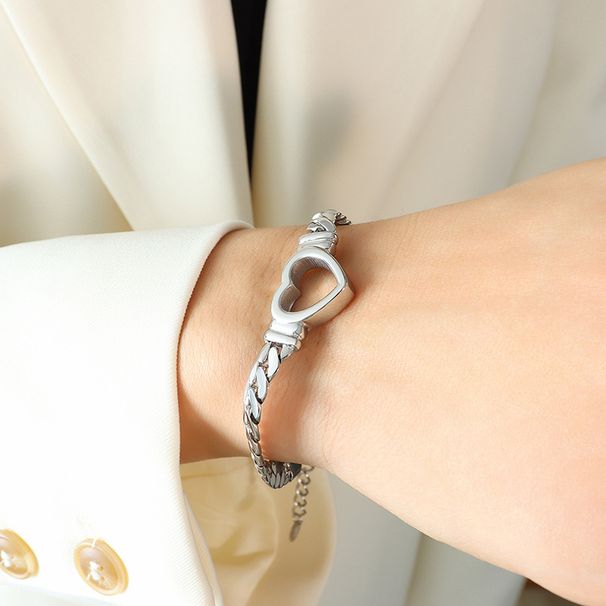 Women's Jewelry Love Hollow Metal Thick Chain Braided Chain Titanium Steel Girlfriends Unisex Bracelet Hand Jewelry_ipsvogv.com