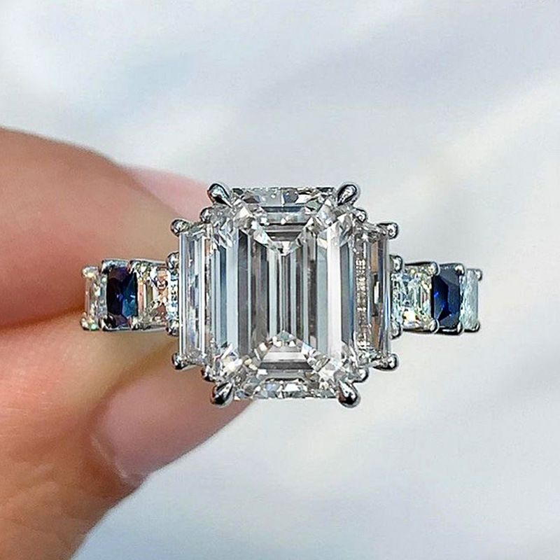 Cao Shi's Shining Zircon Ring for Women's Ins Fashion Princess Cutting Zircon Ring for Women_ipsvogv.com