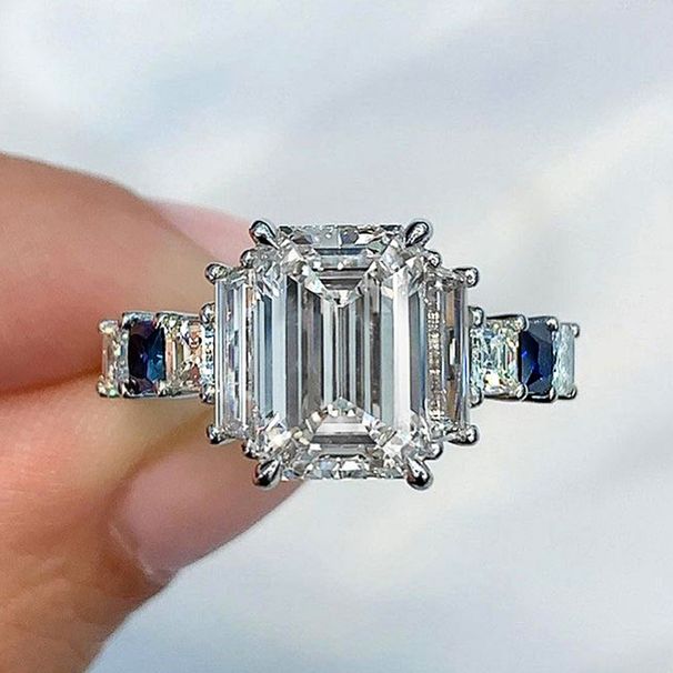 Cao Shi's Shining Zircon Ring for Women's Ins Fashion Princess Cutting Zircon Ring for Women_ipsvogv.com