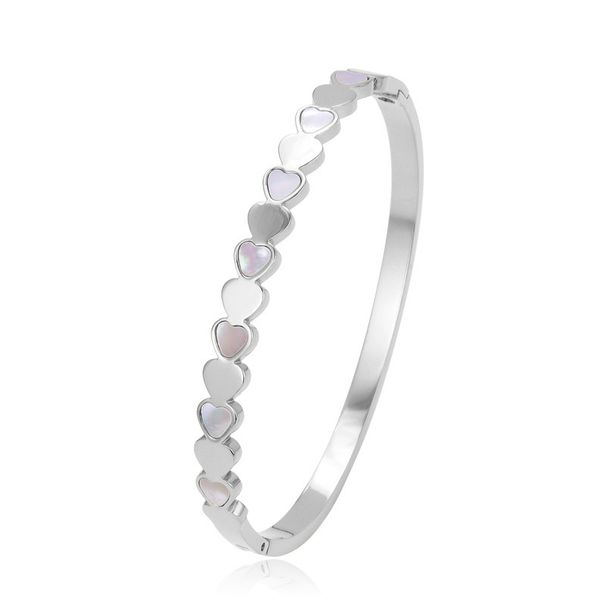 Women's Trendy Rose Gold Jewelry Gold Silver Fashion Titanium Steel Bracelet Personality Love White Shell Stainless Steel Bracelet_ipsvogv.com