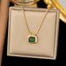 Advanced Grandmother Green Stone Pendant Necklace For Women's Versatile 2023 New Gold Plated Clavicle Sweater Neck Chain_ipsvogv.com