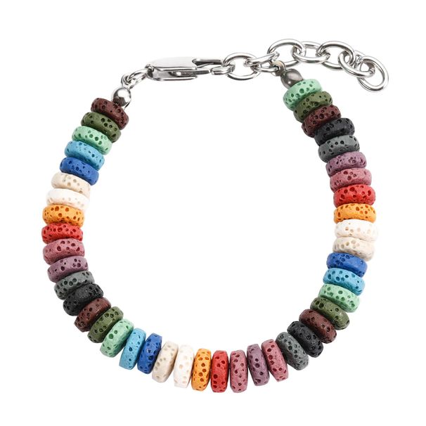Titanium Steel Bracelet Men's Colored Volcanic Stone Men's Bracelet High End Hand Jewelry Women's Bracelet_ipsvogv.com